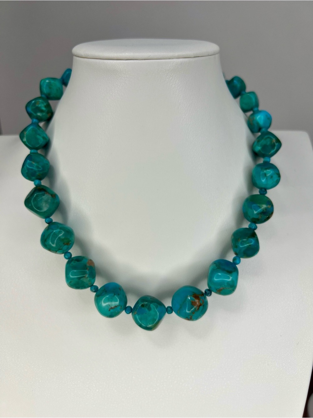 Turquoise Bead Necklace - Teal Blue Green